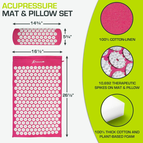 Acupressure Mat and Pillow Set, Pink