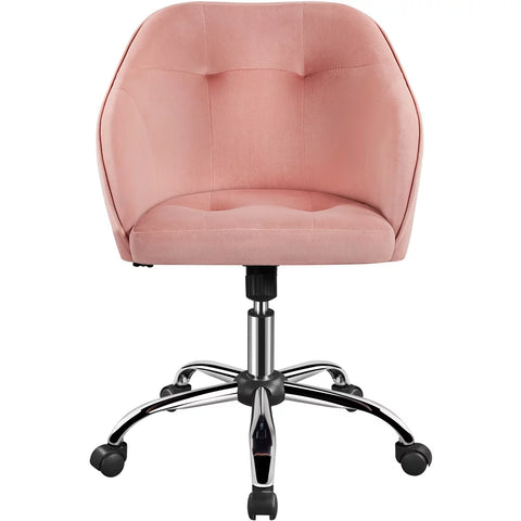 Modern Velvet Adjustable Swivel Office Chair, Pink
