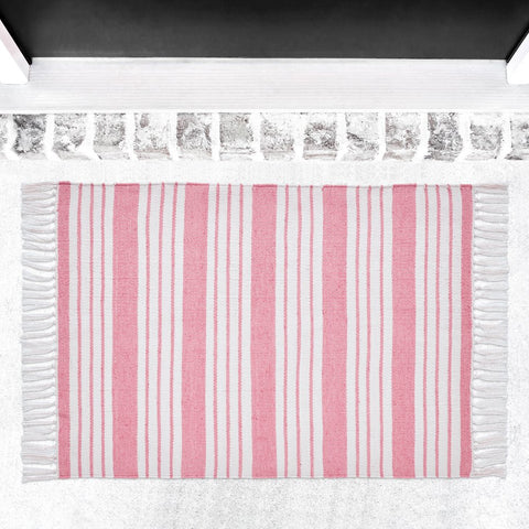 Pink Stripe Layering Rug, 36" X 50"