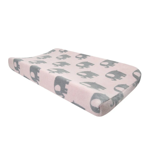 Eloise Pink/Gray Elephant Diaper Changing Pad Cover