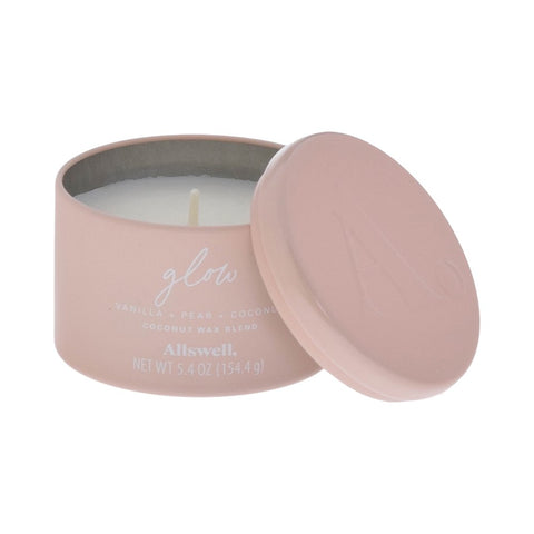 |Glow - Pink (Vanilla + Pear + Coconut) 5.4Oz Scented Tin Candle