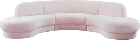 Rosa Collection Velvet Upholstered Sectional, Pink