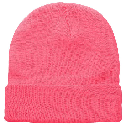 Men Women Skull Knitted Beanie Hat Ski Cap Plain Solid Color Warm Great for Winter Pink