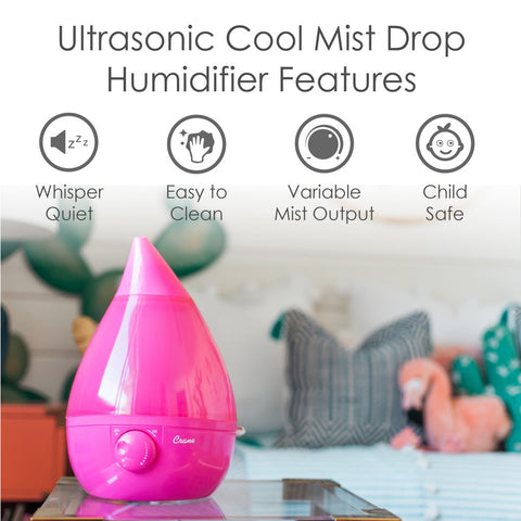 Drop Ultrasonic Cool Mist Humidifier - Pink