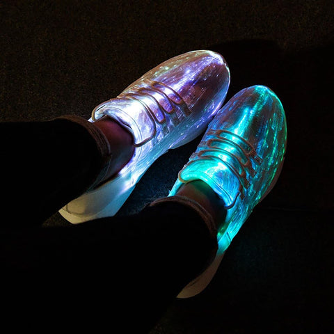 Fiber Optic LED Light up Shoes for Women, Lightweight Sneakers USB Charging Glowing Party Shoes (US 11.5 Women/9.5 Men = EUR 43, Pink)