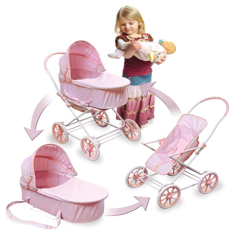 Just like Mommy 3-In-1 Doll Pram/Carrier/Stroller - Pink/Gingham