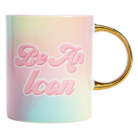 Ceramic Coffee Mug, Large Coffee Cup with Gold Handle, 16 Ounces, Be an Icon