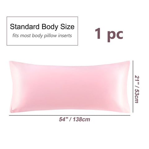 Zippered Silky Satin Body Pillowcase, 21" X 54", Pink