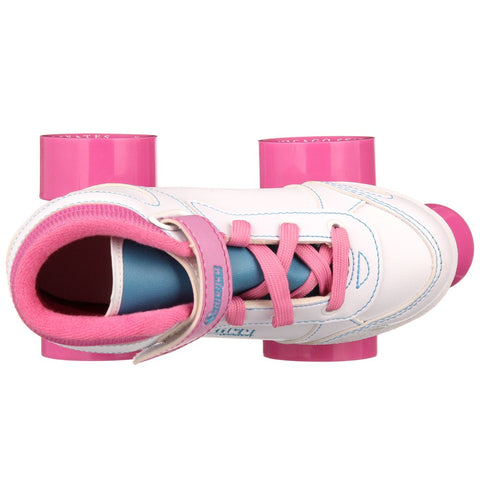 Girls' Quad Roller Skates White, Pink, Teal Sidewalk Skates, Size J12