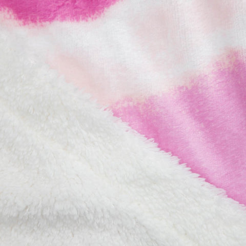 Pink Tie Dye Sherpa Back Throw Blanket, 50" X 60", Microfiber, Pink