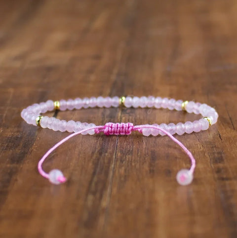 Rose Quartz Bracelet - Natural Pink Stone Healing Bracelet - Balance Calming Bracelet