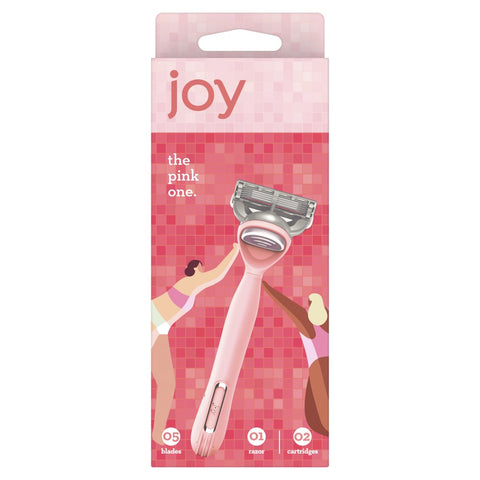 Joy Female Razor Handle and 2 Blade Refill Cartridges, Pink