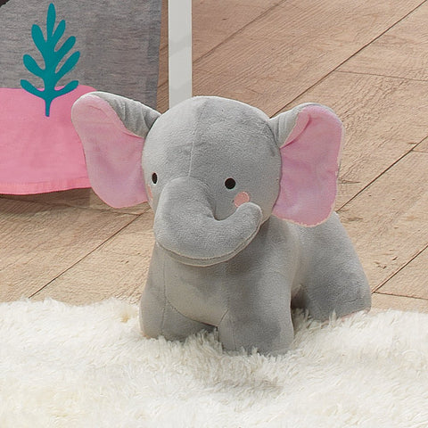 Rainbow Jungle Gray/Pink Plush Elephant Stuffed Animal Toy