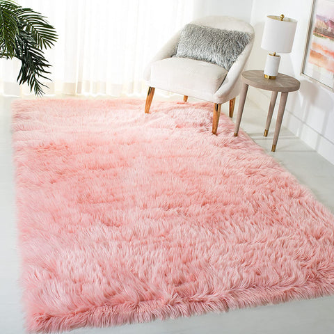 Faux Sheep Skin Collection 5' X 7' Pink FSS235G Silken Glam 2.35-Inch Thick Area Rug