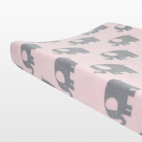 Eloise Pink/Gray Elephant Diaper Changing Pad Cover