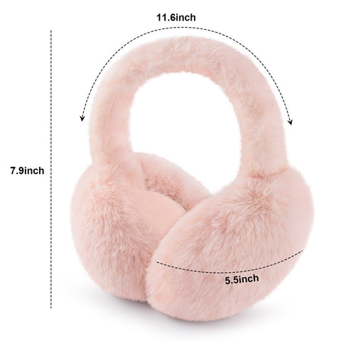 2 Packs Women Ear Muffs Soft Cute Foldable Ear Warmers for Women Gift Pink and White