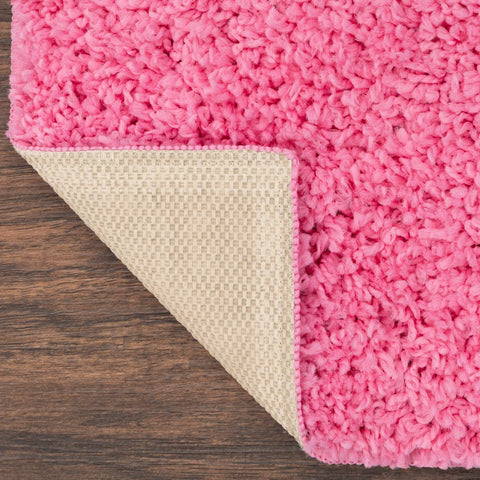 Transitional Solid Pink Indoor Youth Shag Area Rug, 3' X 4'8"