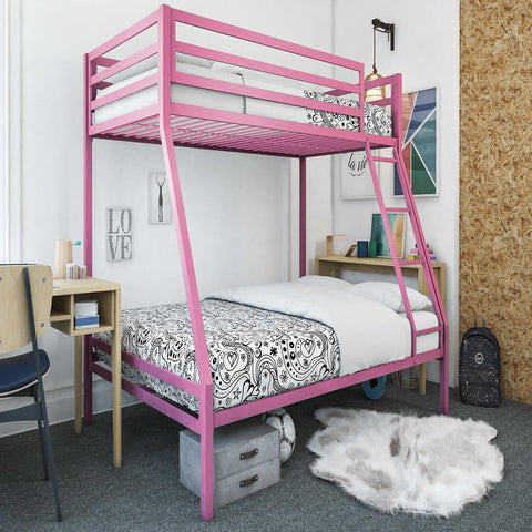 Premium Twin over Full Metal Bunk Bed, Pink