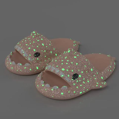 Christmas Fluorescence Shark Slippers Women Men Summer Luminescent Thick-Soled Slides Non-Slip Flip Flops Gift Sandals Shoes