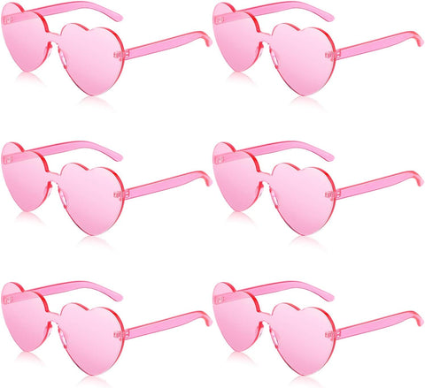 6 Pieces Heart Sunglasses Pink Sunglasses Heart Shaped Sunglasses for Party Cosplay