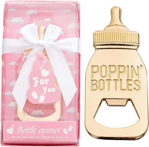 24 Packs Poppin Bottle Openers for Baby Shower Favors,Gifts,Decorations and Souvenirs (Pink, 24)