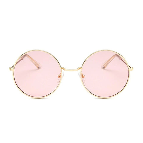 2019 Retro round Pink Sunglasses Woman Brand Designer Sun Glasses for Woman Alloy Mirror Female Oculos De Sol Black
