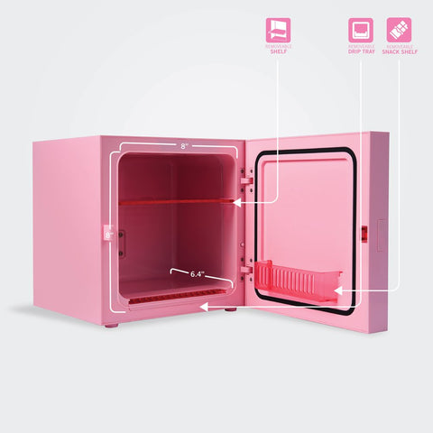Pink Cooler Mini Fridge 6.7L Single Door 9 Can ACDC