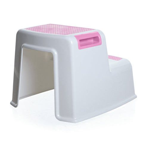 2 Steps Stool for Kids and Toddlers - from Sturdy Plastic Material - Pink
