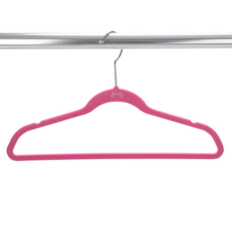 Kids Velvet Shirt Hangers, 25 Pack, Pink