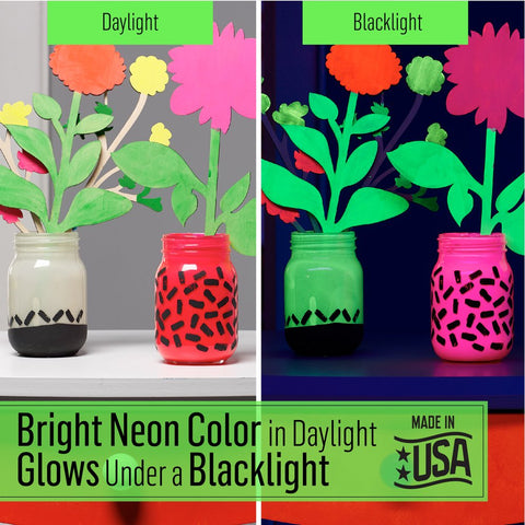 Neon Blacklight Acrylic Craft Paint, Matte Finish, Pink, 8 Fl Oz