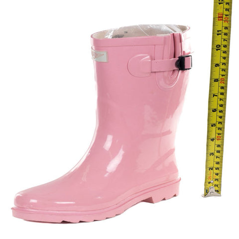 Women'S Pink Rubber 11-Inch Mid-Calf Rain Boots 10