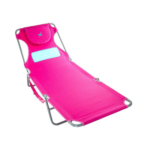 Ladies Comfort Lounger Beach Chaise - Pink, Polyester, Steel