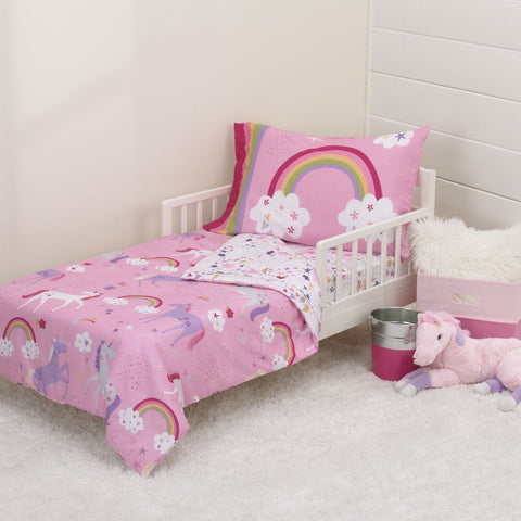 4-Piece Toddler Bedding Set, Pink, Unicorn