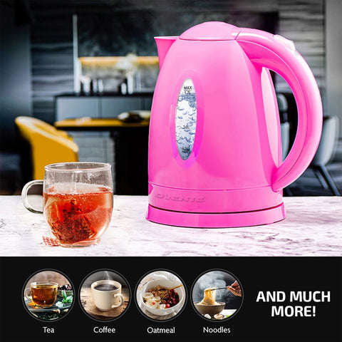 Glass Electric Kettle Hot Water Boiler 1.7 Liter Borosilicate Glass Fast Boiling Countertop Heater - BPA Free Auto Shut off Instant Water Heater Kettle for Coffee & Tea Maker - Pink KP72P