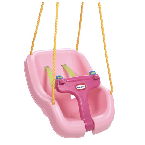 2-In-1 Snug 'N Secure Swing with High Back and T-Bar, Pink- Infant Baby Toddler Swing, Outdoor Backyard Play Toy for Girls Boys Ages 9 Months to 1 2 3 Years Old