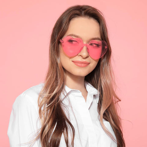 6 Pieces Heart Sunglasses Pink Sunglasses Heart Shaped Sunglasses for Party Cosplay