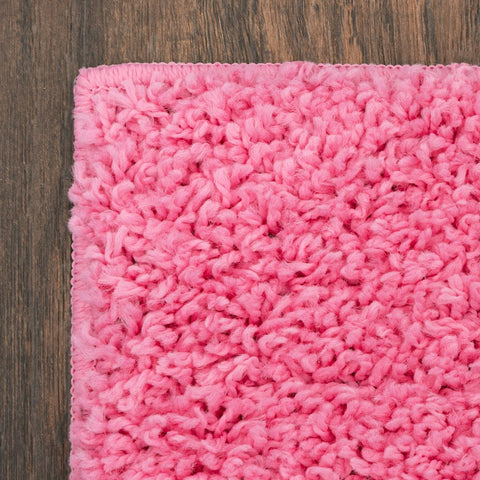 Transitional Solid Pink Indoor Youth Shag Area Rug, 3' X 4'8"