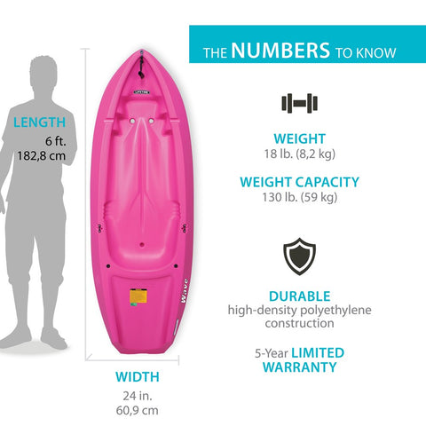 Wave 6 Ft Youth Kayak, Pink (90098)