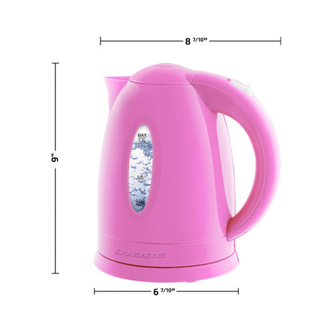 Glass Electric Kettle Hot Water Boiler 1.7 Liter Borosilicate Glass Fast Boiling Countertop Heater - BPA Free Auto Shut off Instant Water Heater Kettle for Coffee & Tea Maker - Pink KP72P