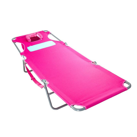 Ladies Comfort Lounger Beach Chaise - Pink, Polyester, Steel