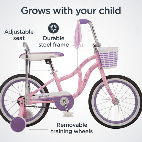 16" Bloom Kid'S Bike with Training Wheels, Pink