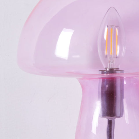 Novelty Glass Mushroom Lamp, Hot Pink, 12" H, Plug-In