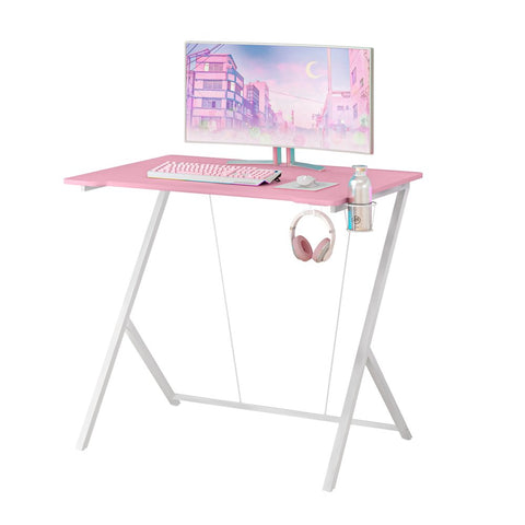 Computer Desk for Kids with Headphone and Cup Holder, Pink