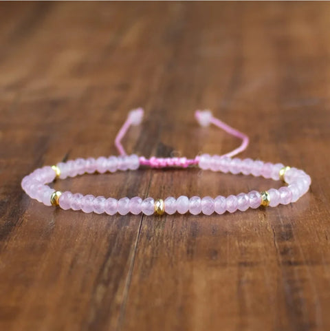 Rose Quartz Bracelet - Natural Pink Stone Healing Bracelet - Balance Calming Bracelet