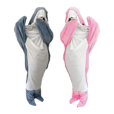 Pink Shark Sleeping Bag Soft Hoodie Cozy Shark Blankets for Children Adults Home Office Nap Fabric Mermaid Shawl Blanket