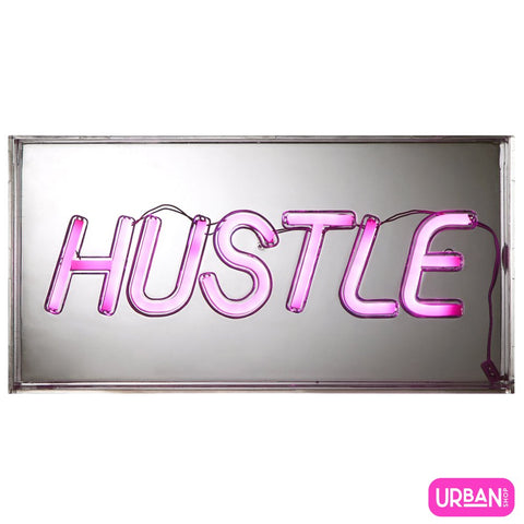 LED Neon Hustle Light-Up Clear Acrylic Box, Pink