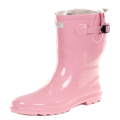 Women'S Pink Rubber 11-Inch Mid-Calf Rain Boots 10