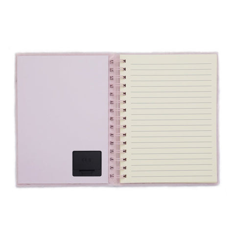 Pen + Gear Light-Up Journal, Ice Cream Cone Design, Pink Furry Cover, Lined Paper, Twin Wire Bound
