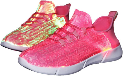 Fiber Optic LED Light up Shoes for Women, Lightweight Sneakers USB Charging Glowing Party Shoes (US 11.5 Women/9.5 Men = EUR 43, Pink)