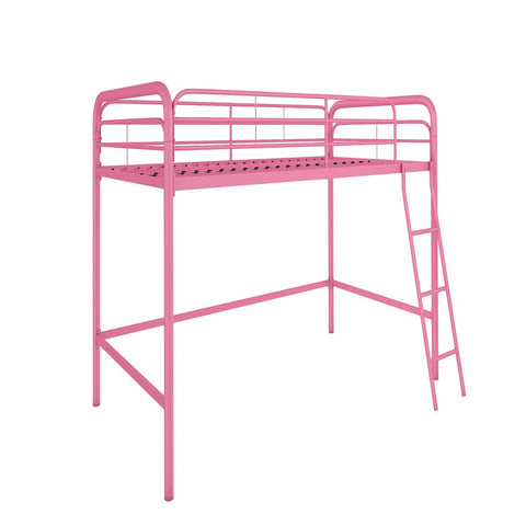 Jett Junior Twin Metal Loft Bed, Pink
